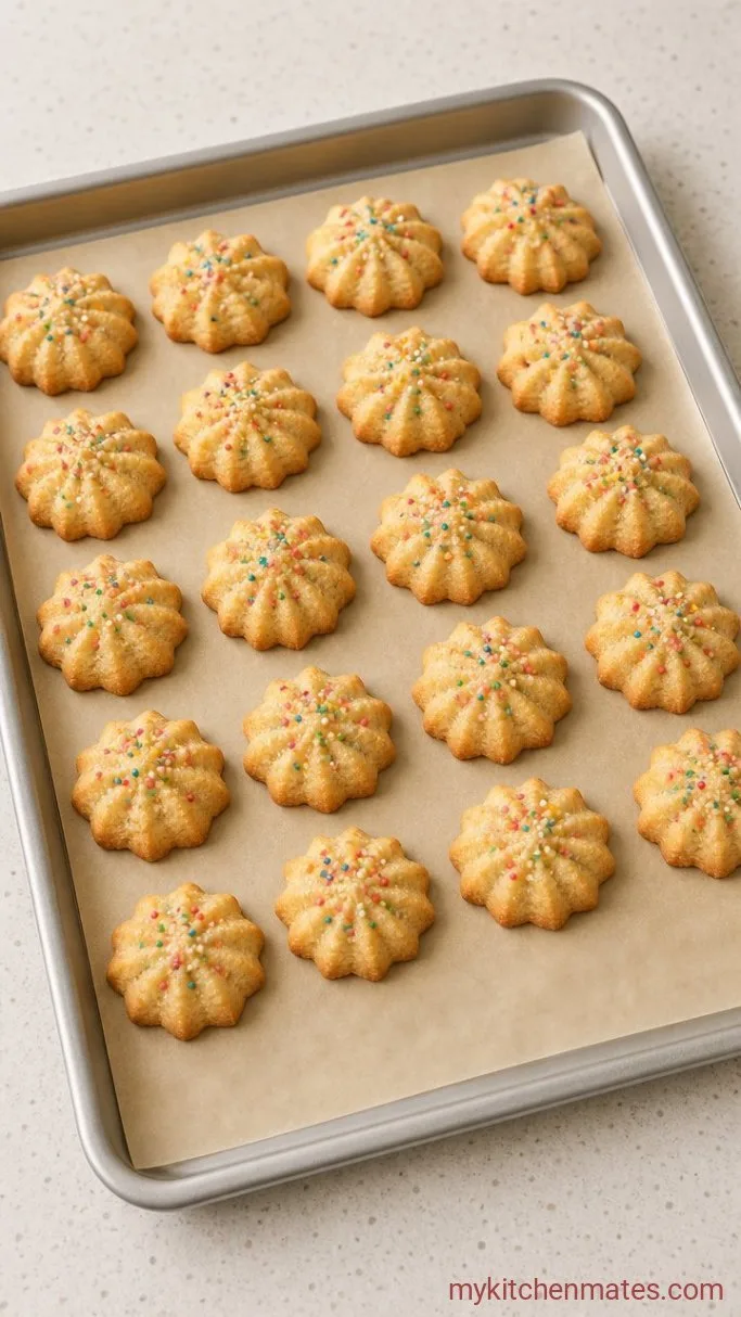 No-Chill Buttery Christmas Spritz Cookies Step 5: Bake the Cookies