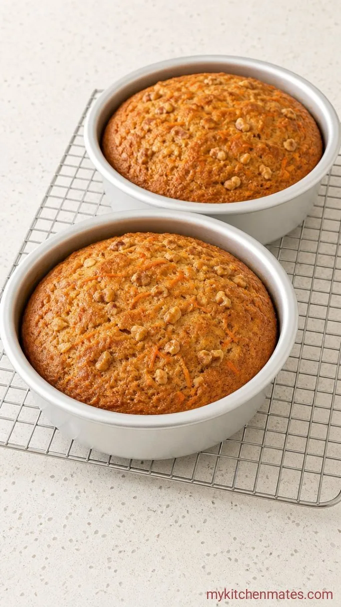 Brown Butter Carrot Cake with Cream Cheese Frosting Step 5: Bake the Layers