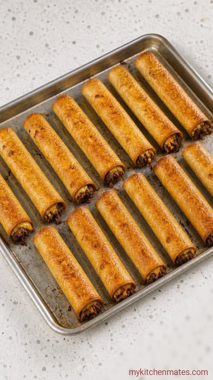 Crispy Baked Ground Beef Taquitos Step 5: Bake the Taquitos