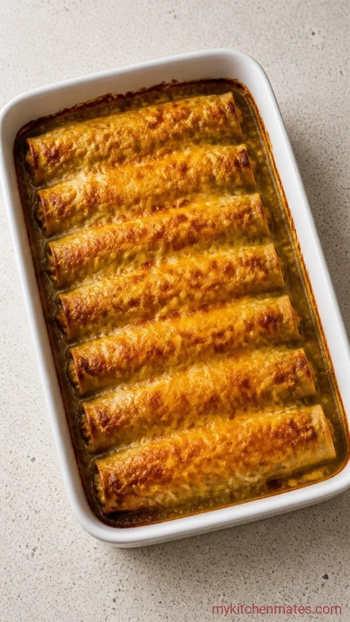 Creamy Green Chile Chicken Enchiladas Step 5: Bake Until Bubbly