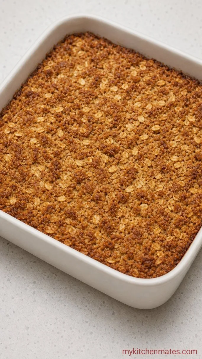 Apple Pie Baked Oatmeal with Cinnamon Streusel Step 5: Bake Until Golden and Set