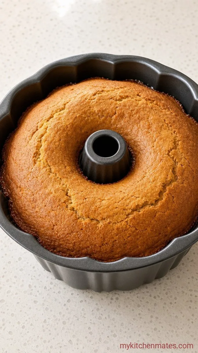 Sticky Pecan Upside Down Bundt Cake Step 5: Bake Until Golden