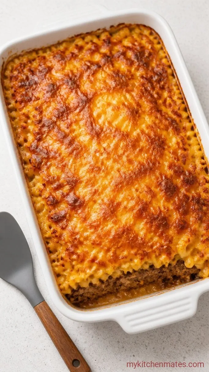 One-Pan Mac and Cheese Meatloaf Casserole Step 5: Broil and Serve the Casserole