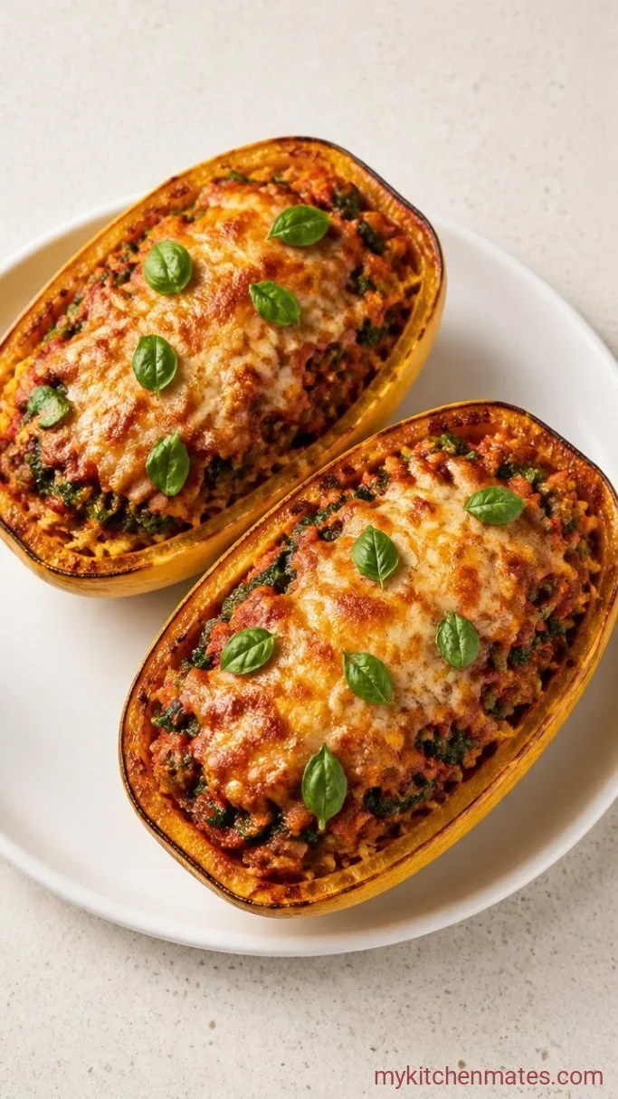 Cheesy Sausage and Spinach Stuffed Spaghetti Squash Step 5: Broil and Serve