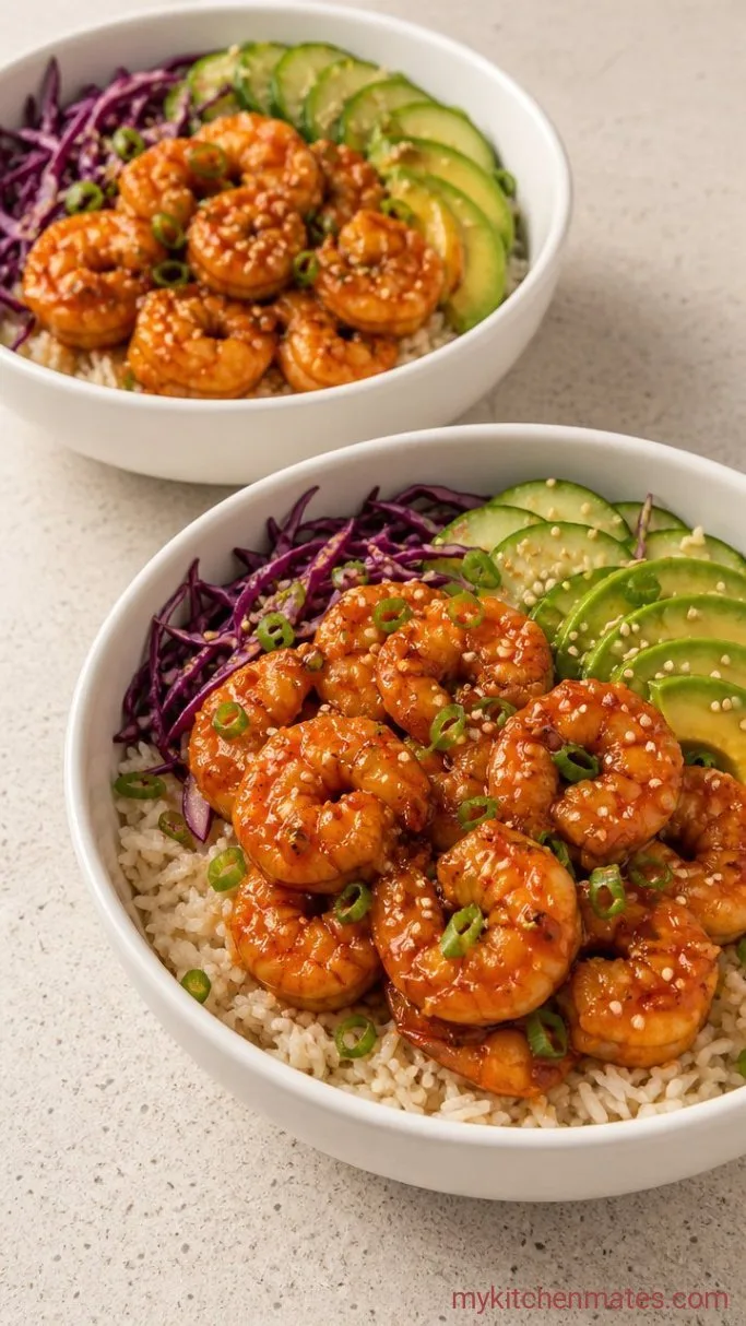Quick Bang Bang Shrimp Bowls Step 5: Build the Bowls