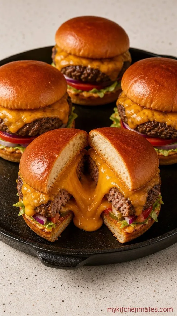 Juicy Lucy Burger with a Molten Cheese Center Step 5: Build the Burgers