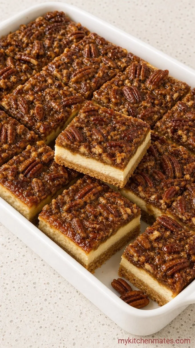 Gooey Pecan Pie Cheesecake Bars Step 5: Cool and Slice the Bars