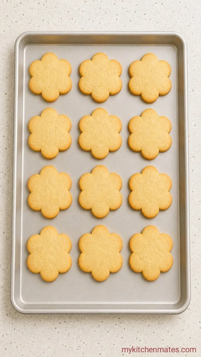 Buttery Flower Sugar Cookies That Hold Their Shape Step 5: Cut and Bake the Cookies