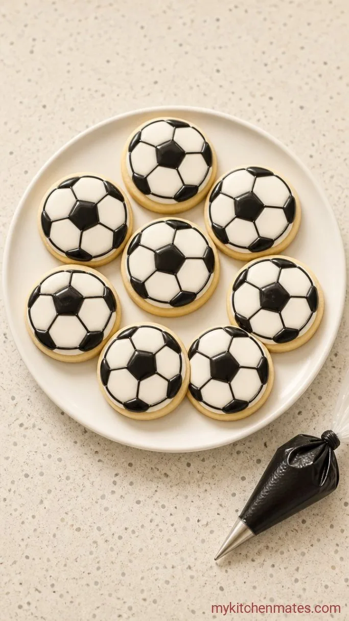 Soccer Ball Sugar Cookies with Lemony Icing Step 5: Decorate the Soccer Balls