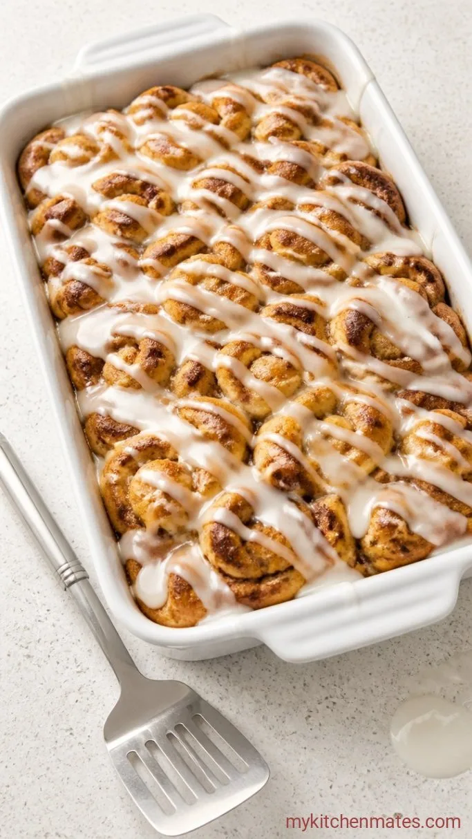Overnight Pillsbury Cinnamon Roll Breakfast Casserole Step 5: Drizzle and Serve
