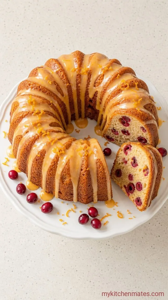 One-Bowl Cranberry Orange Bundt Cake Step 5: Drizzle and Slice