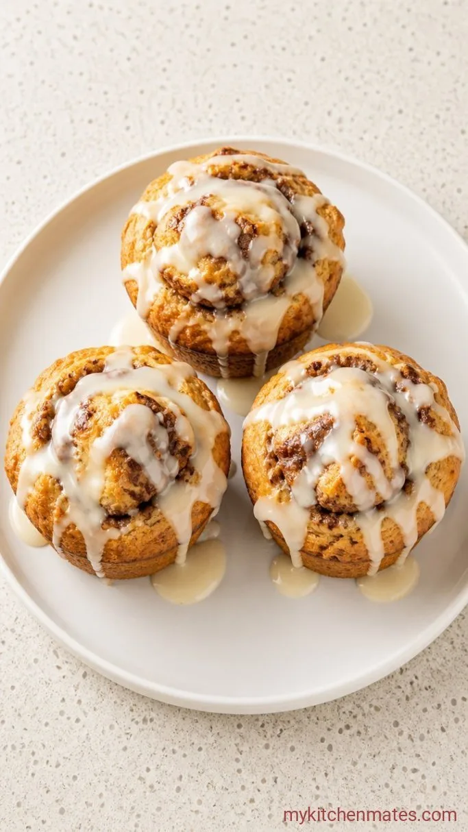 High-Protein Cottage Cheese Cinnamon Roll Muffins Step 5: Drizzle the Cream Cheese Glaze and Serve