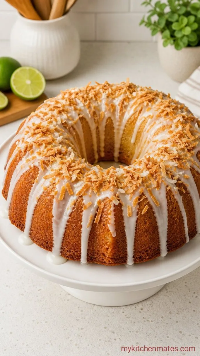 Toasted Coconut Bundt Cake with Lime Glaze Step 5: Drizzle the Glaze and Finish