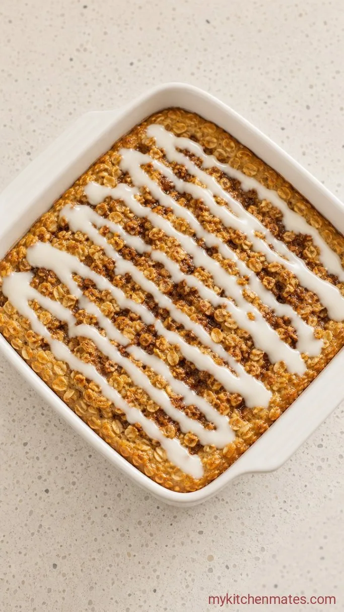 Cinnamon Roll Baked Oatmeal with Cream Cheese Glaze Step 5: Drizzle with Cream Cheese Glaze