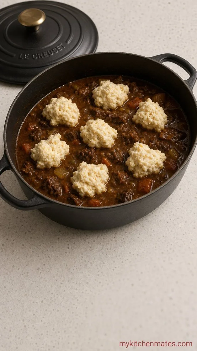 Hearty Beef Stew with Fluffy Dumplings Step 5: Drop and Steam the Dumplings