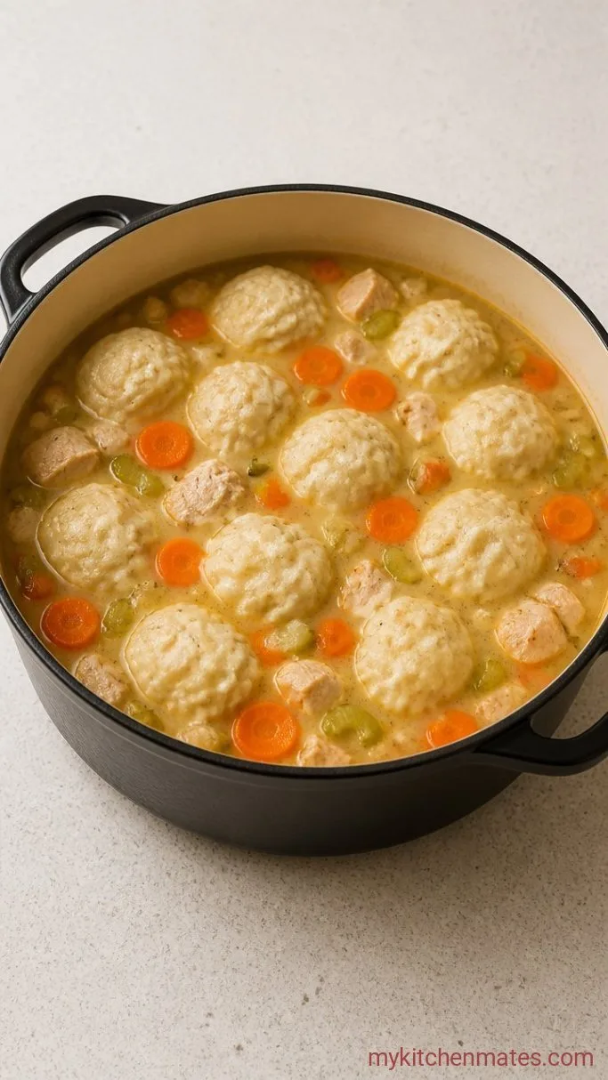Stovetop Chicken and Dumplings Soup Step 5: Drop the Dumplings