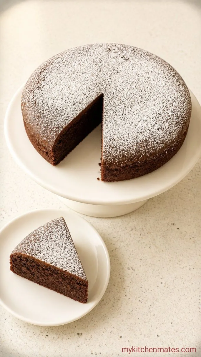 Moist Sour Cream Chocolate Cake That Stays Tender for Days Step 5: Dust and Slice