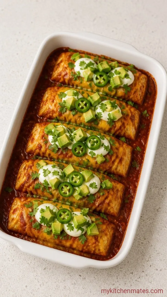 5-Minute Prep Frozen Burrito Casserole Step 5: Finish and Serve with Fresh Toppings