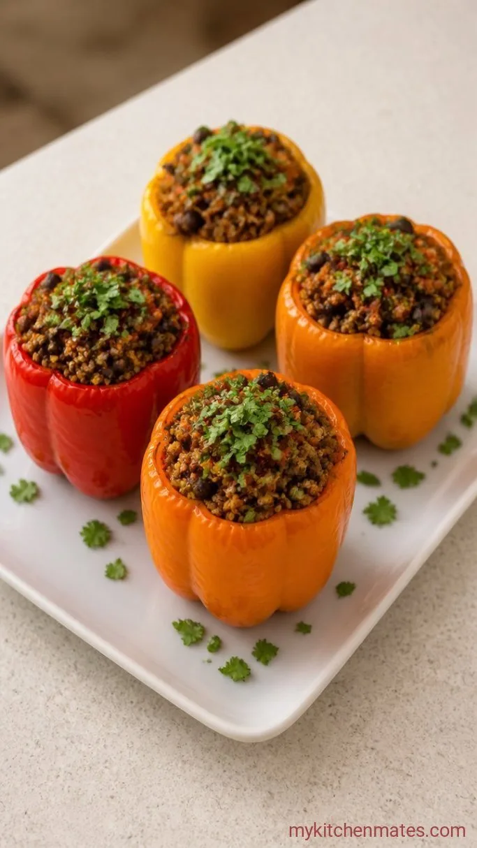 Loaded Vegan Stuffed Peppers with Quinoa and Black Beans Step 5: Finish with Cilantro and Serve