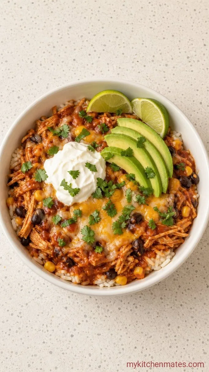 30-Minute Chicken Enchilada Bowl Step 5: Finish with Fresh Toppings