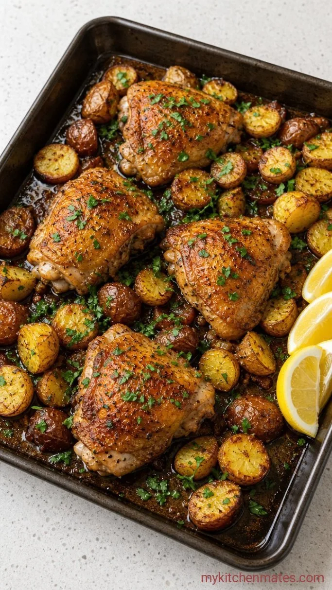 Crispy One-Pan Chicken Thighs and Potatoes Step 5: Finish with Lemon and Serve
