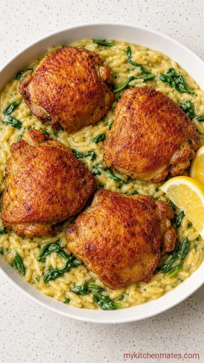 One-Pan Creamy Lemon Chicken Thighs with Orzo Step 5: Finish with Lemon and Serve