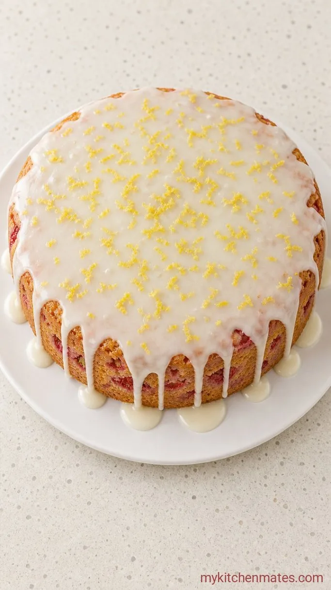 Easy One-Bowl Sourdough Strawberry Cake with Lemon Glaze Step 5: Finish with Lemon Glaze