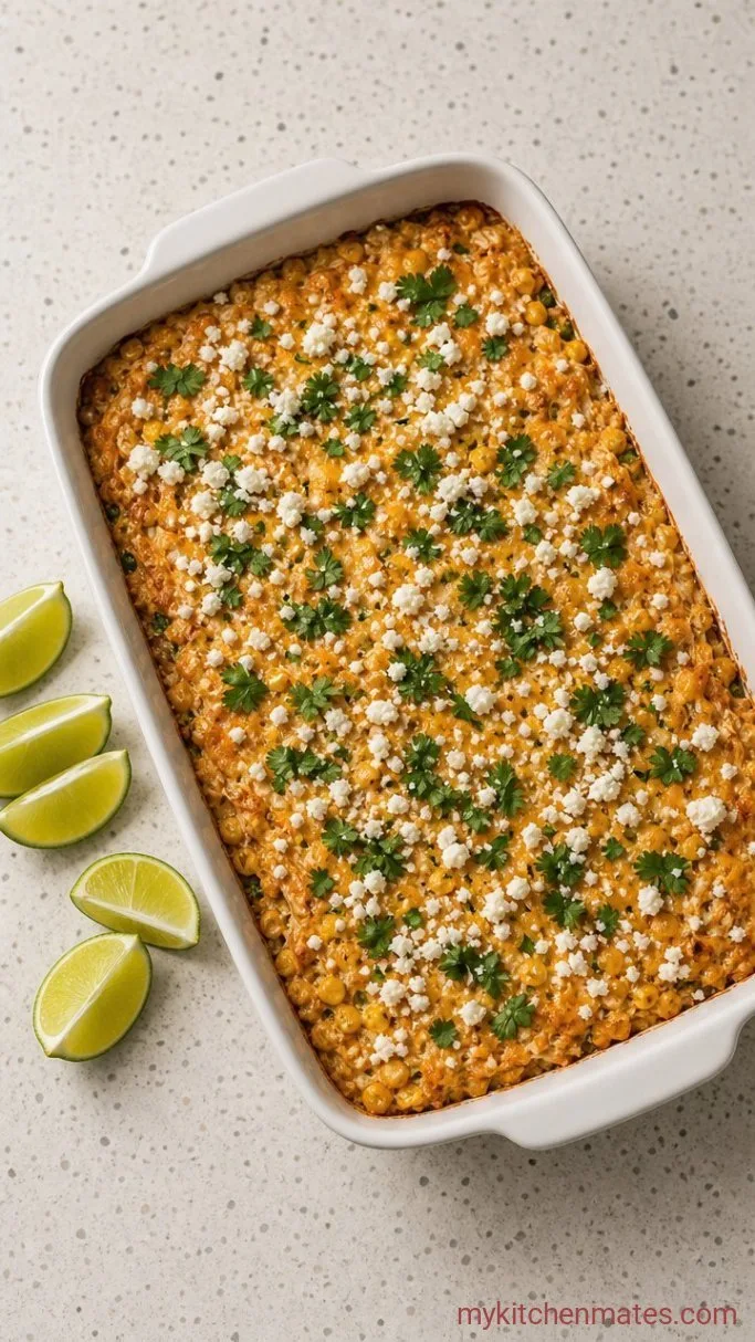 Creamy Street Corn Chicken Casserole Step 5: Finish with Lime and Cotija