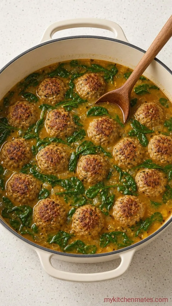 30-Minute Turkey Meatball Soup Step 5: Finish with Spinach and Serve
