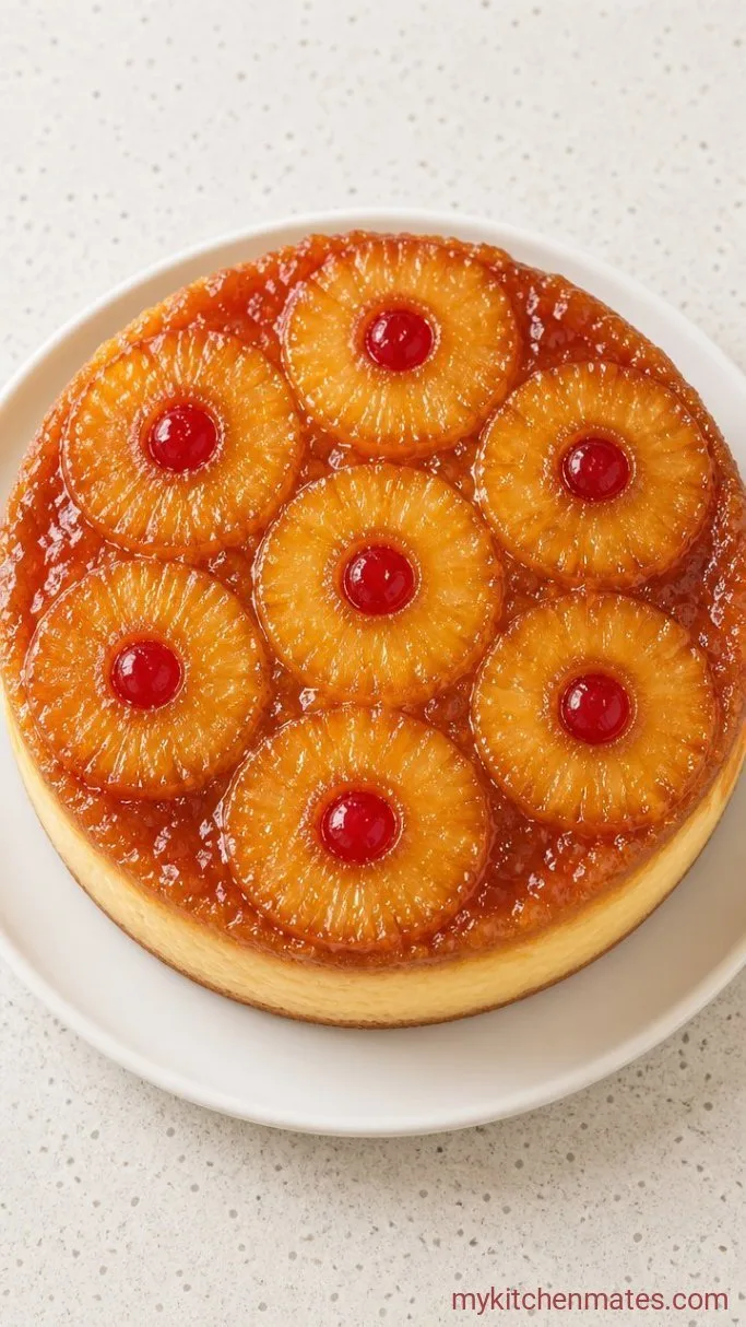 One-Pan Pineapple Upside Down Cheesecake Step 5: Flip and Reveal the Top