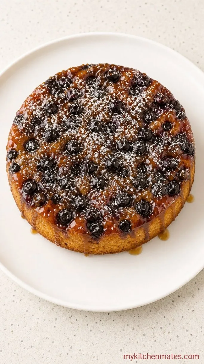 Blueberry Upside Down Cake with Caramelized Top Step 5: Flip and Serve the Cake