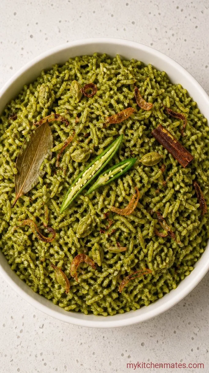 30-Minute Palak Rice (Indian Spinach Rice) Step 5: Fluff and Serve