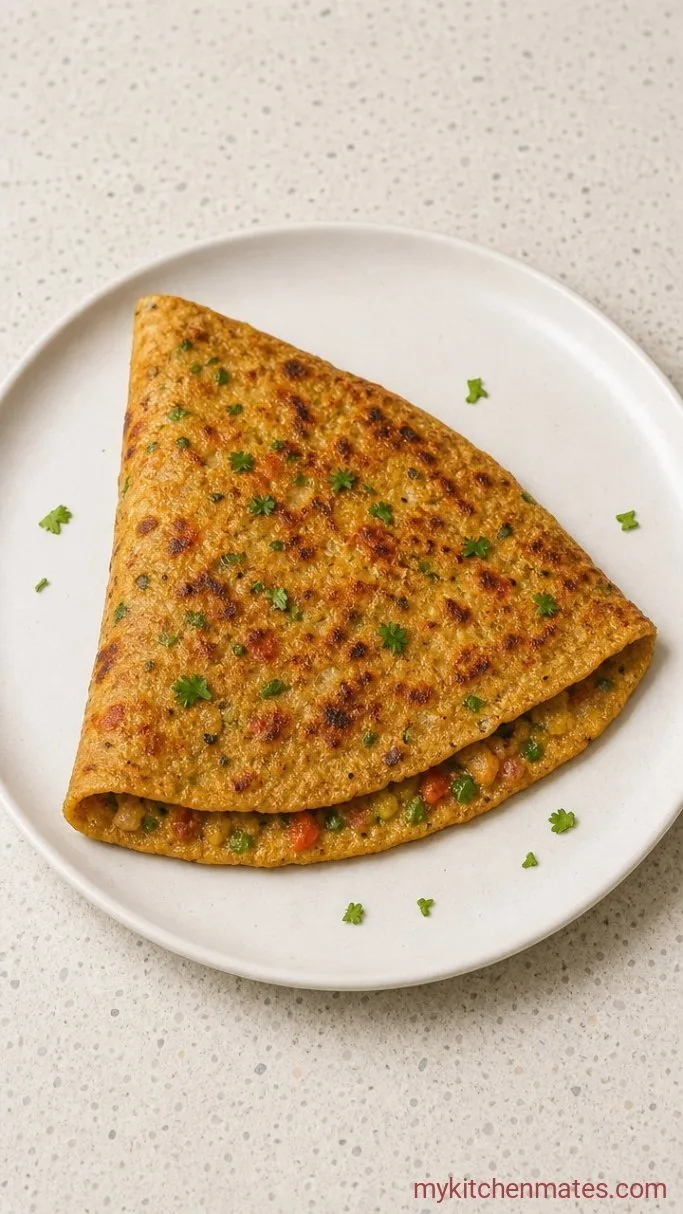 Savory Oats Chilla (Vegetable Oat Pancakes) Step 5: Fold and Serve