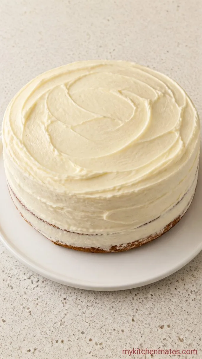 Moist Banana Layer Cake with Cream Cheese Frosting Step 5: Frost and Assemble the Cake