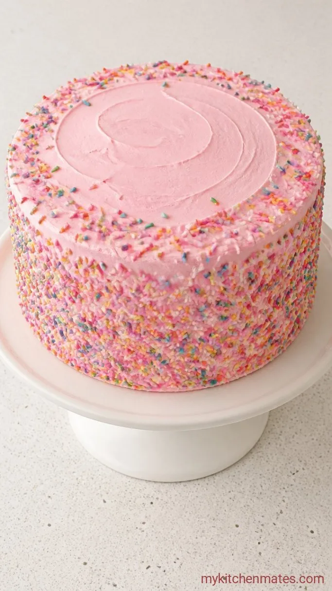 Taylor Swift Birthday Cake (Funfetti Layer Cake with Vanilla Buttercream) Step 5: Frost and Decorate the Cake