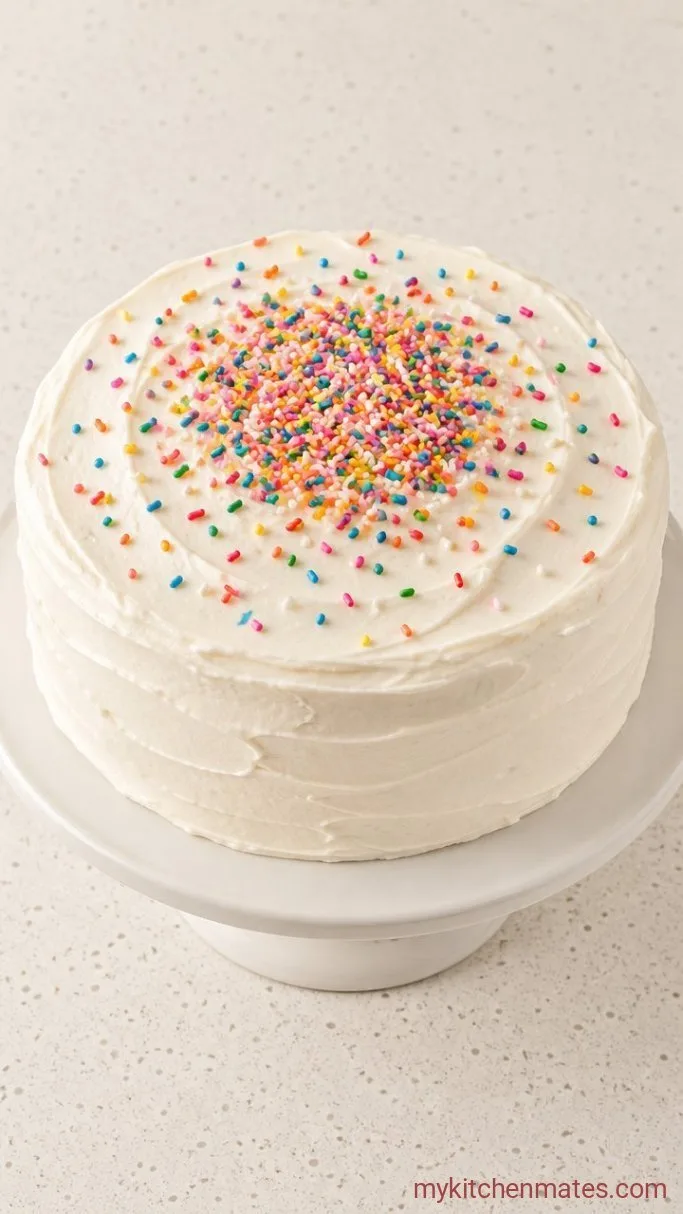 Moist Banana Birthday Cake with Cream Cheese Frosting Step 5: Frost and Decorate the Cake