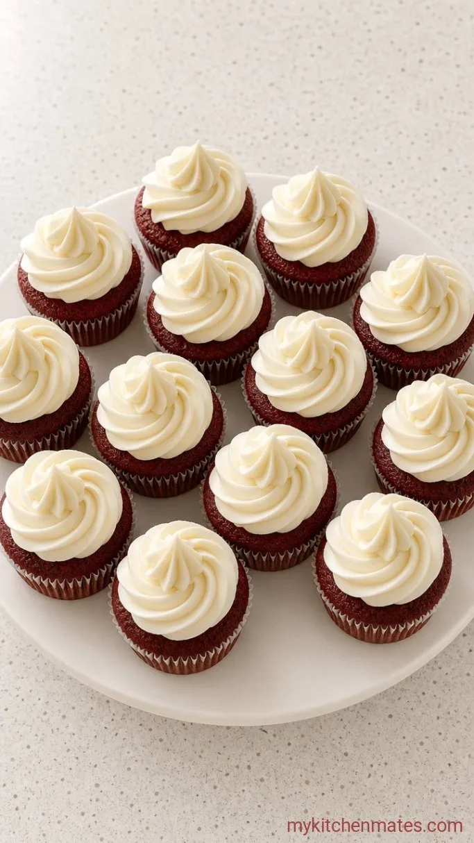 Easy Red Velvet Cupcakes from Cake Mix Step 5: Frost and Serve the Cupcakes