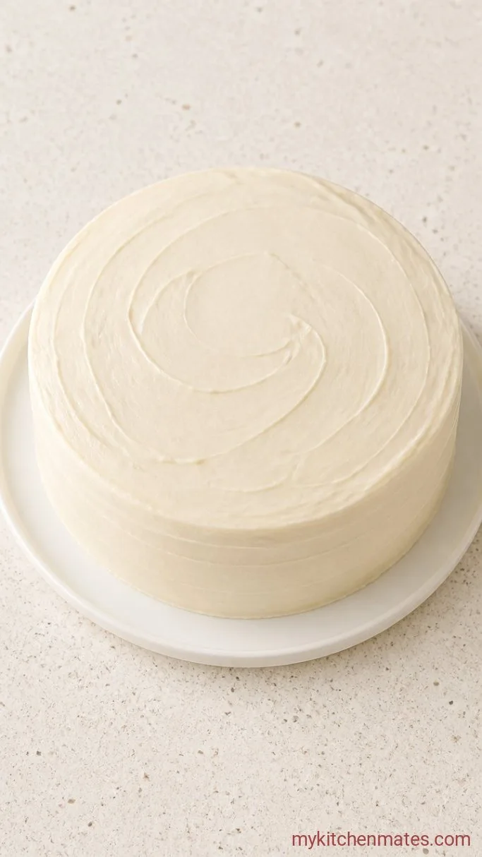 Soft No-Sugar Six Month Birthday Cake (Baby’s First Smash Cake) Step 5: Frost and Serve
