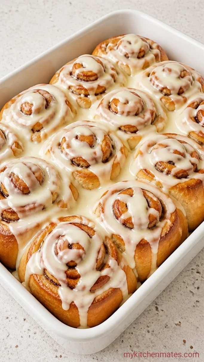Soft and Gooey Cream Cheese Cinnamon Rolls Step 5: Frost and Serve