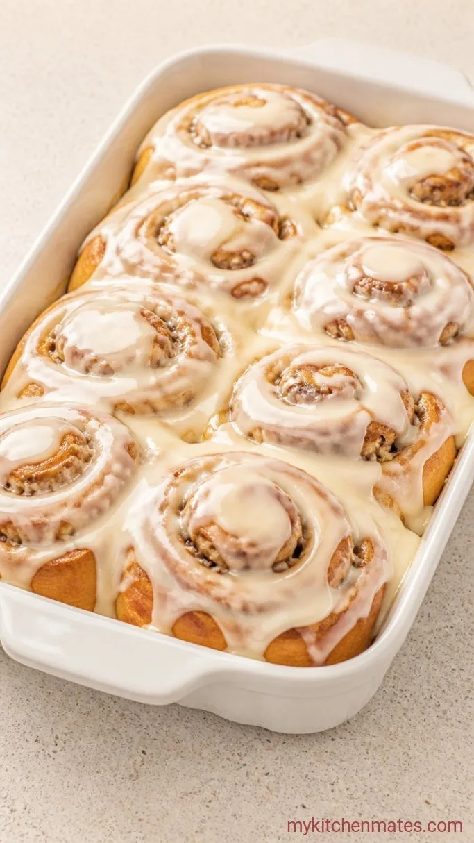 Peanut Butter Cinnamon Rolls with Cream Cheese Frosting Step 5: Frost and Serve