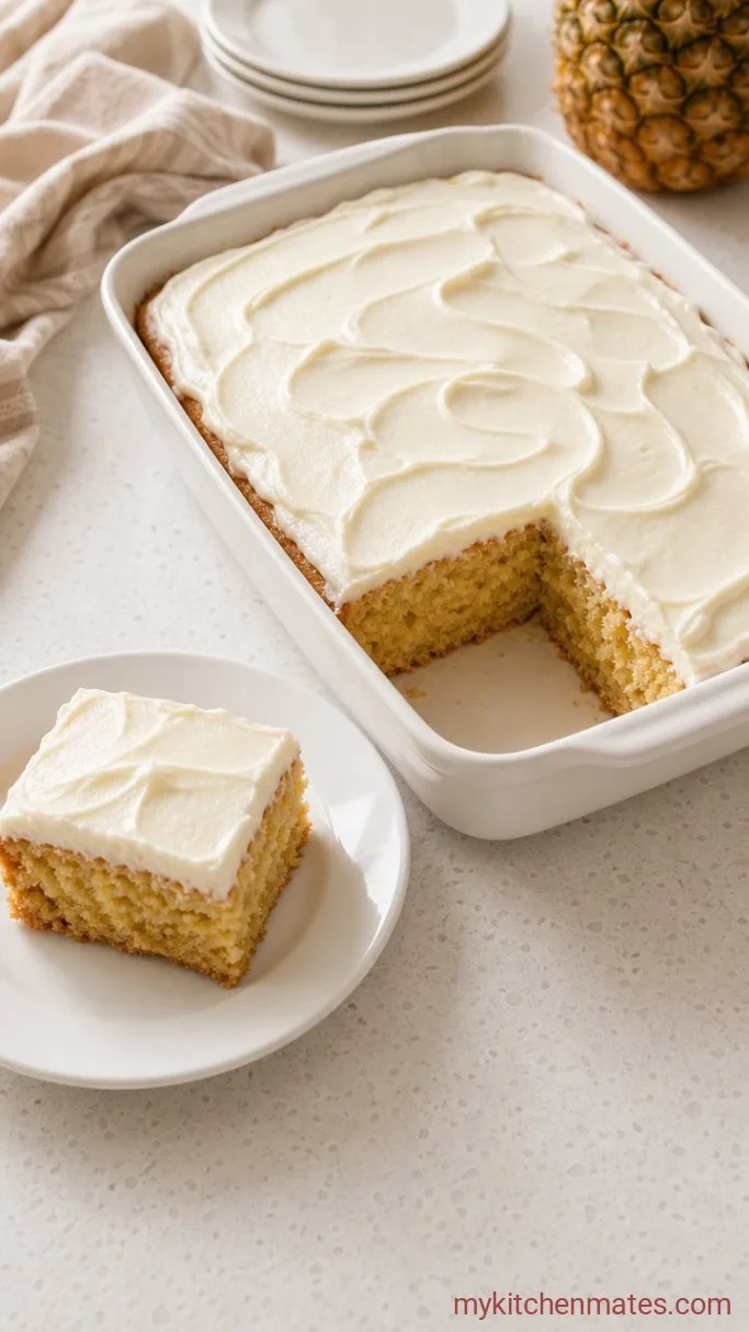 Moist Crushed Pineapple Cake with Cream Cheese Frosting Step 5: Frost and Slice the Cake