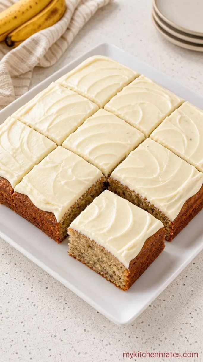 One-Bowl Banana Snack Cake Step 5: Frost and Slice