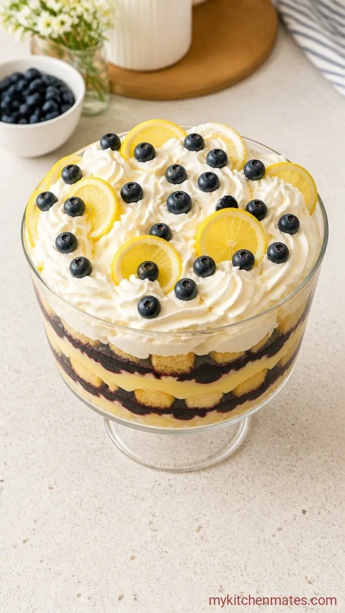No-Bake Lemon Blueberry Trifle Step 5: Garnish and Serve