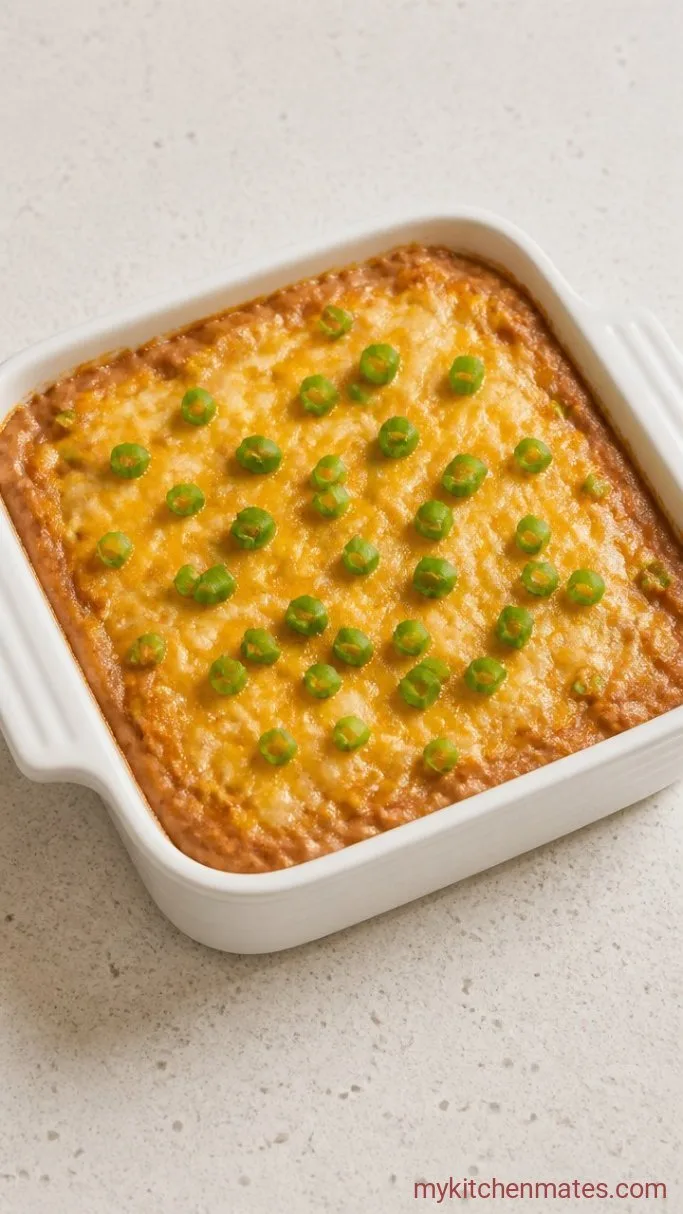 Cheesy Refried Bean Dip Ready in 30 Minutes Step 5: Garnish and Serve