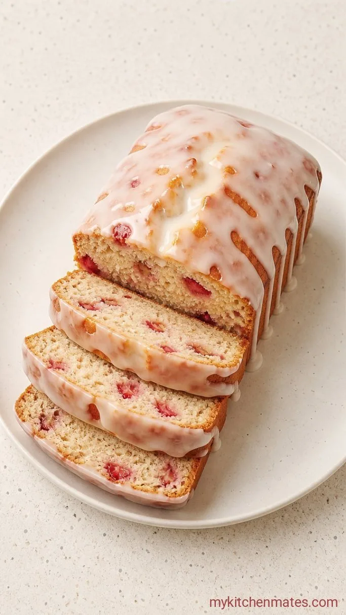 Easy Strawberry Loaf Cake Step 5: Glaze and Slice