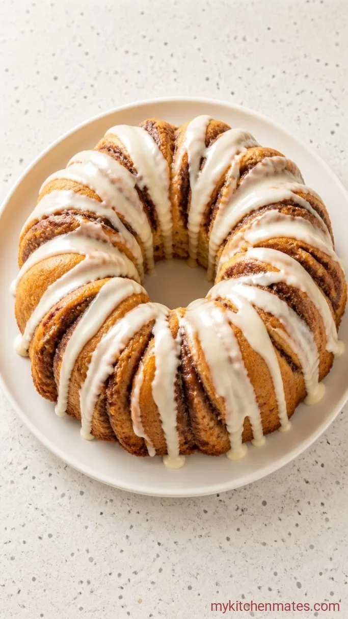 Cinnamon Roll Bundt Cake with Cream Cheese Glaze Step 5: Invert and Drizzle