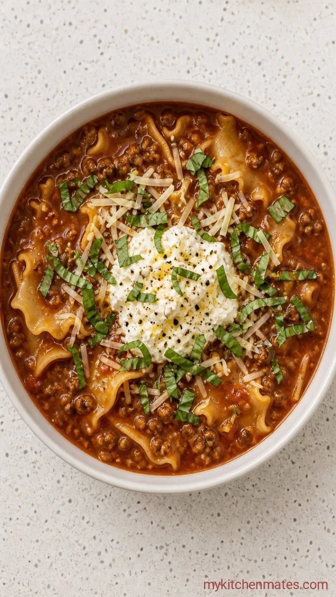 Crock Pot Lasagna Soup: All the Comfort, None of the Layering Step 5: Ladle and Finish with the Ricotta