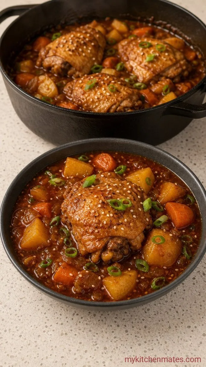Spicy Korean Chicken Stew Step 5: Ladle and Garnish