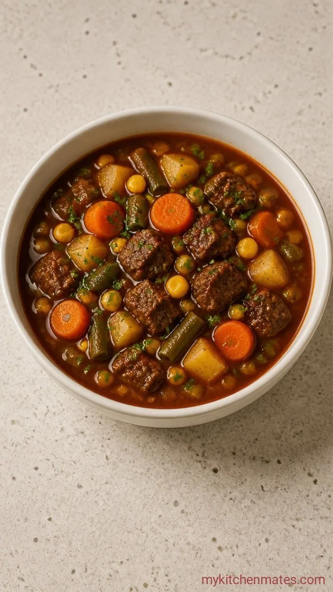 One-Pot Vegetable Beef Soup for Chilly Weeknights Step 5: Ladle and Garnish