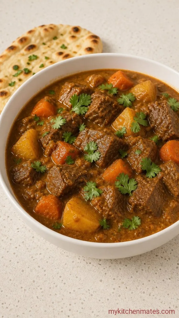 Rich and Tender Slow Cooker Beef Curry Step 5: Ladle and Garnish